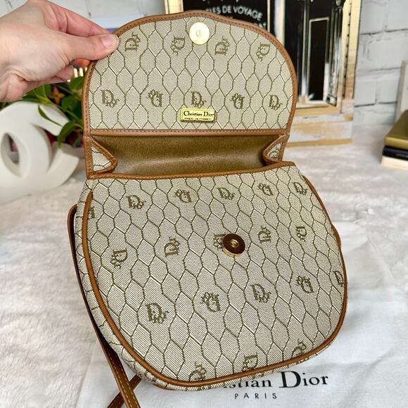 DIOR vintage honeycomb canvas and leather Crossbody or Shoulder Bag. Great GIFT! - Picture 7 of 16